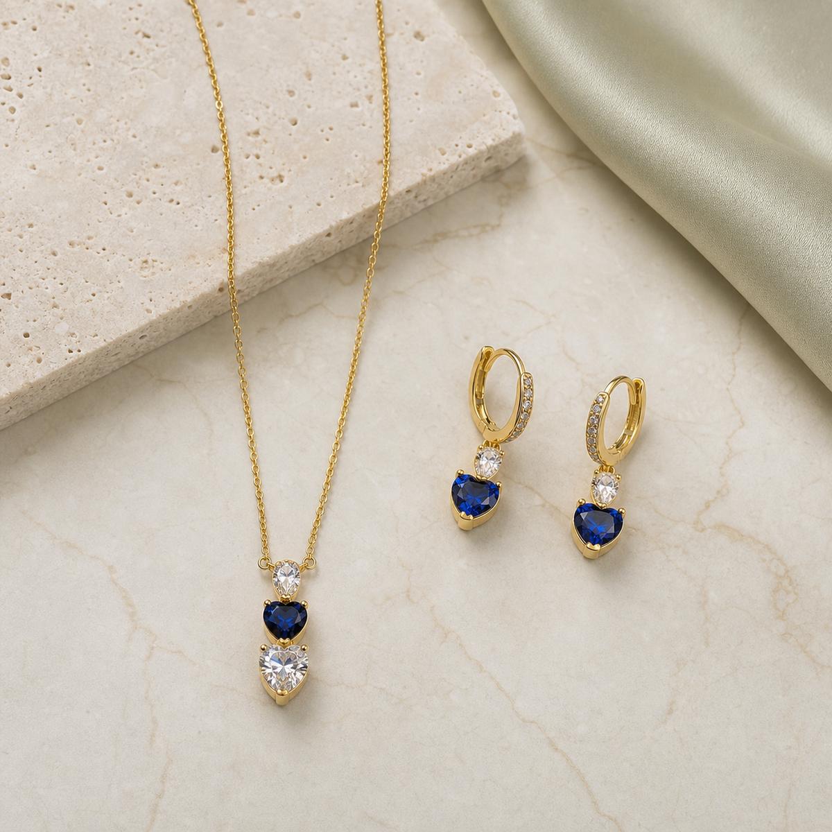 Golden Sapphire Heart Drop Jewellery Set product image 3