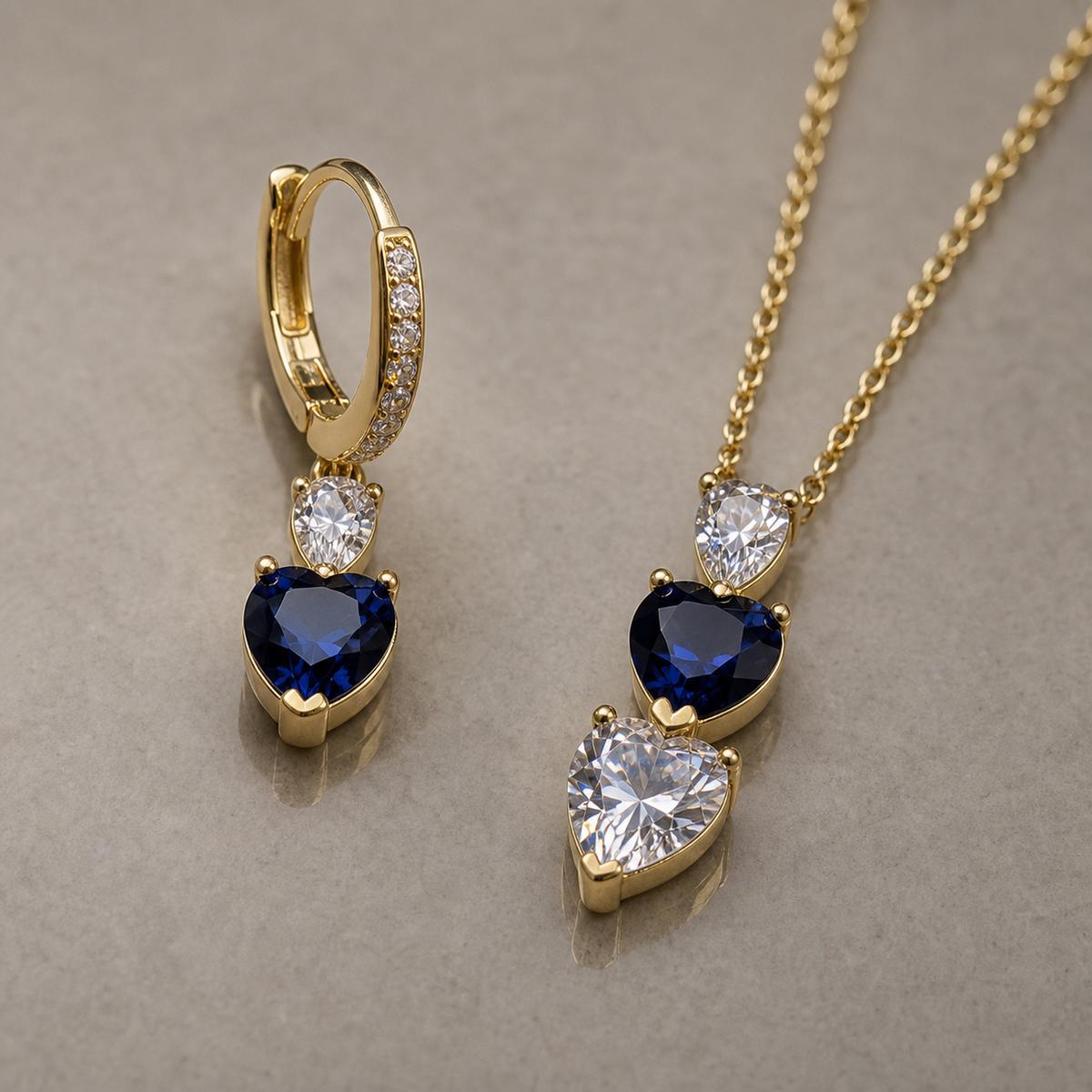 Golden Sapphire Heart Drop Jewellery Set product image 4