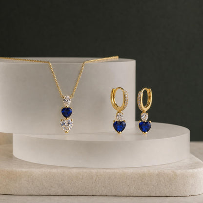 Golden Sapphire Heart Drop Jewellery Set product image 5