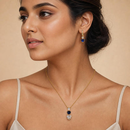 Golden Sapphire Heart Drop Jewellery Set product image 6