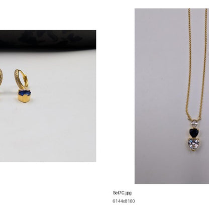 Golden Sapphire Heart Drop Jewellery Set product image 7