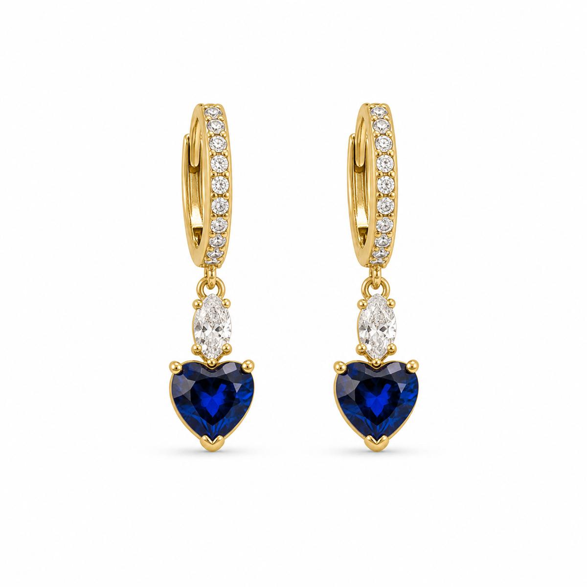 Golden Sapphire Heart Huggie Earrings product image 1
