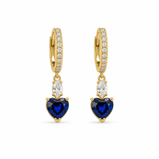 Golden Sapphire Heart Huggie Earrings product image 1