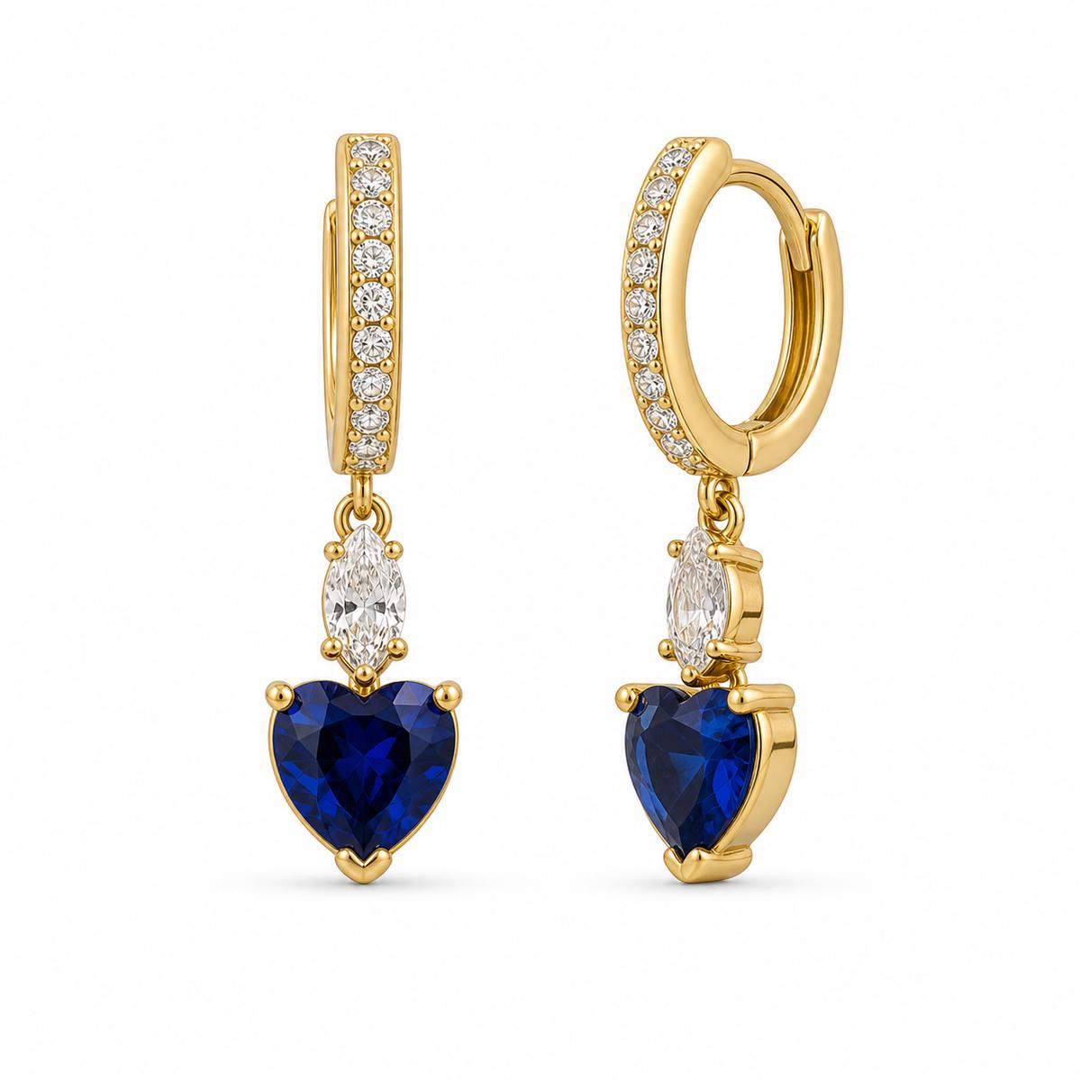 Golden Sapphire Heart Huggie Earrings product image 3