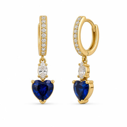 Golden Sapphire Heart Huggie Earrings product image 3