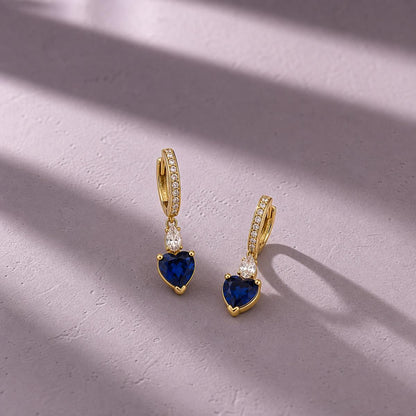 Golden Sapphire Heart Huggie Earrings product image 5
