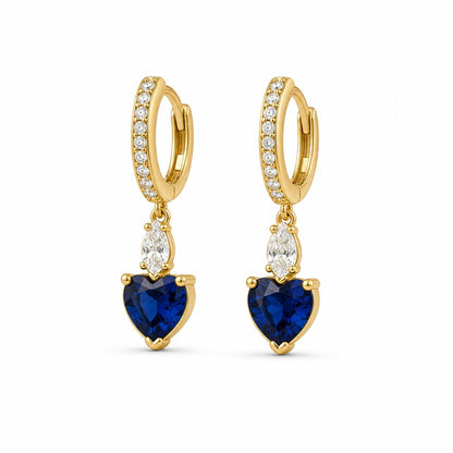 Golden Sapphire Heart Huggie Earrings product image 2