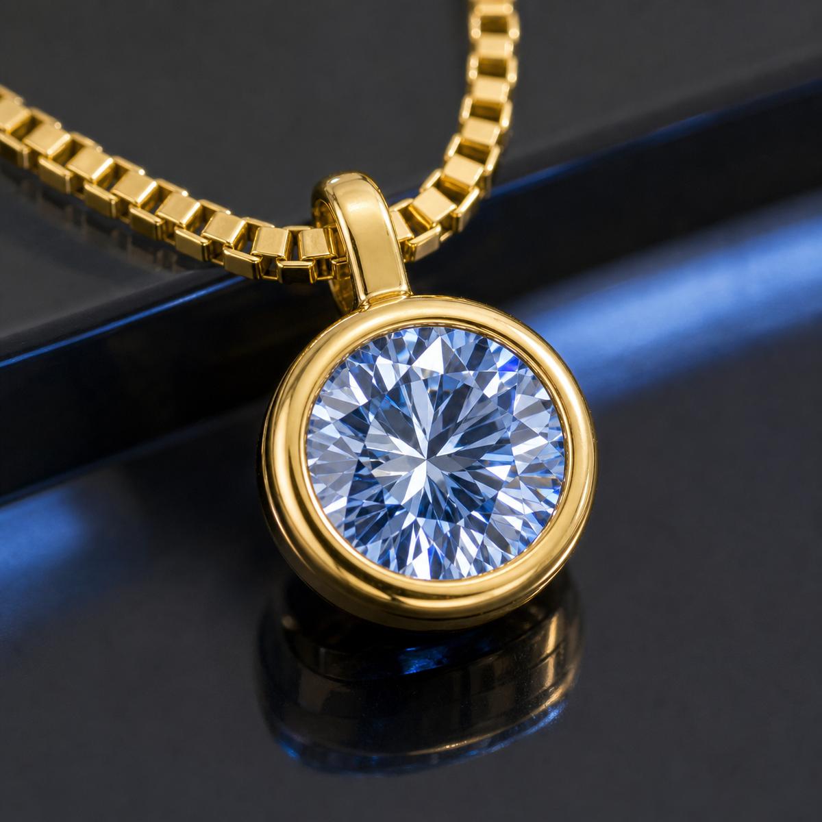 Golden Sapphire Orbit Pendant design detail