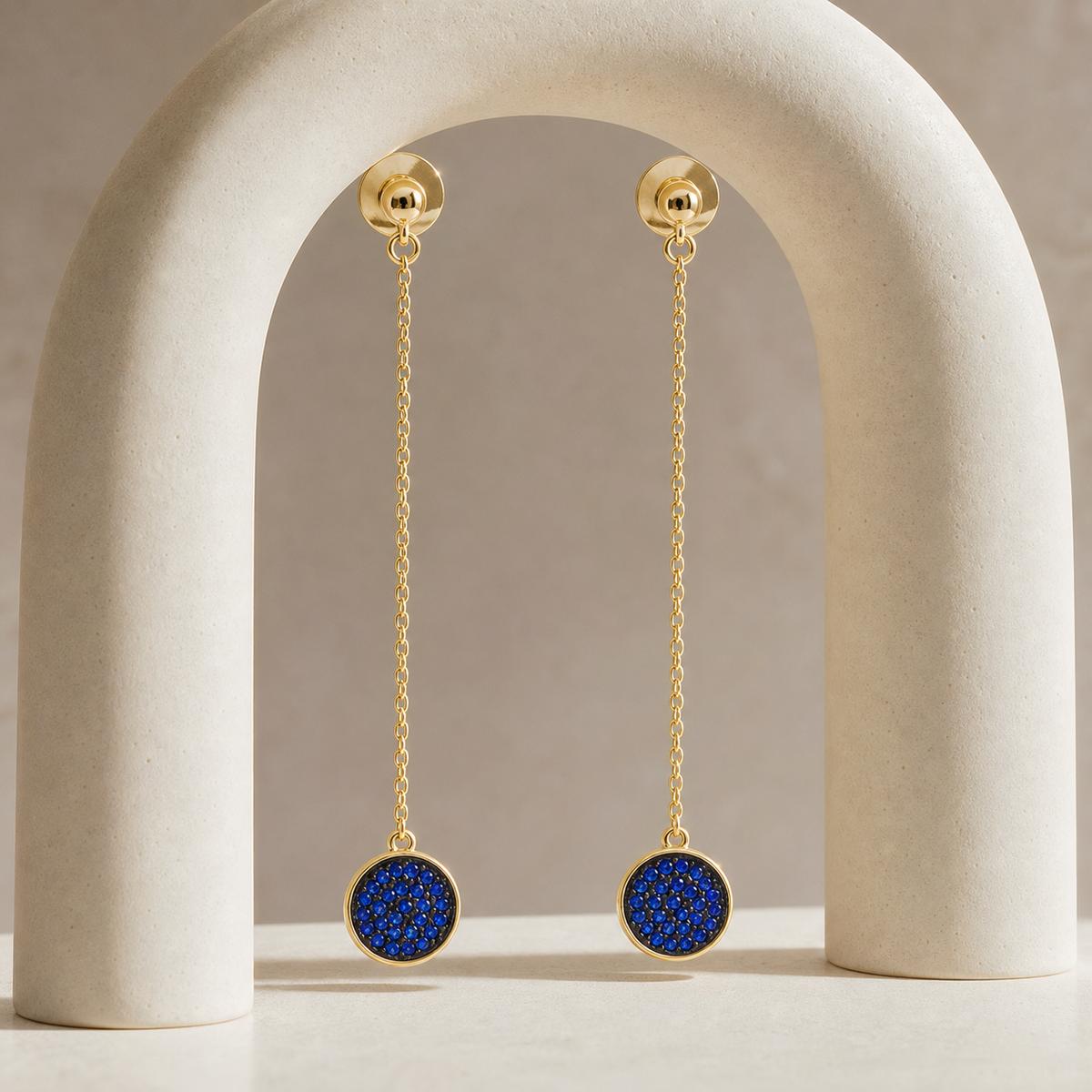 Golden Sapphire Thread Earrings product image 4