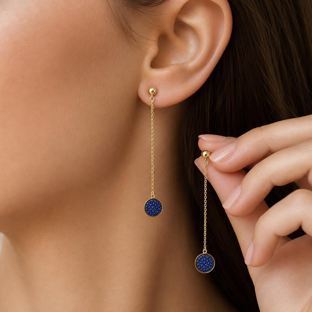 Golden Sapphire Thread Earrings product image 7