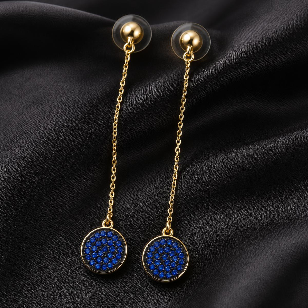 Golden Sapphire Thread Earrings product image 6