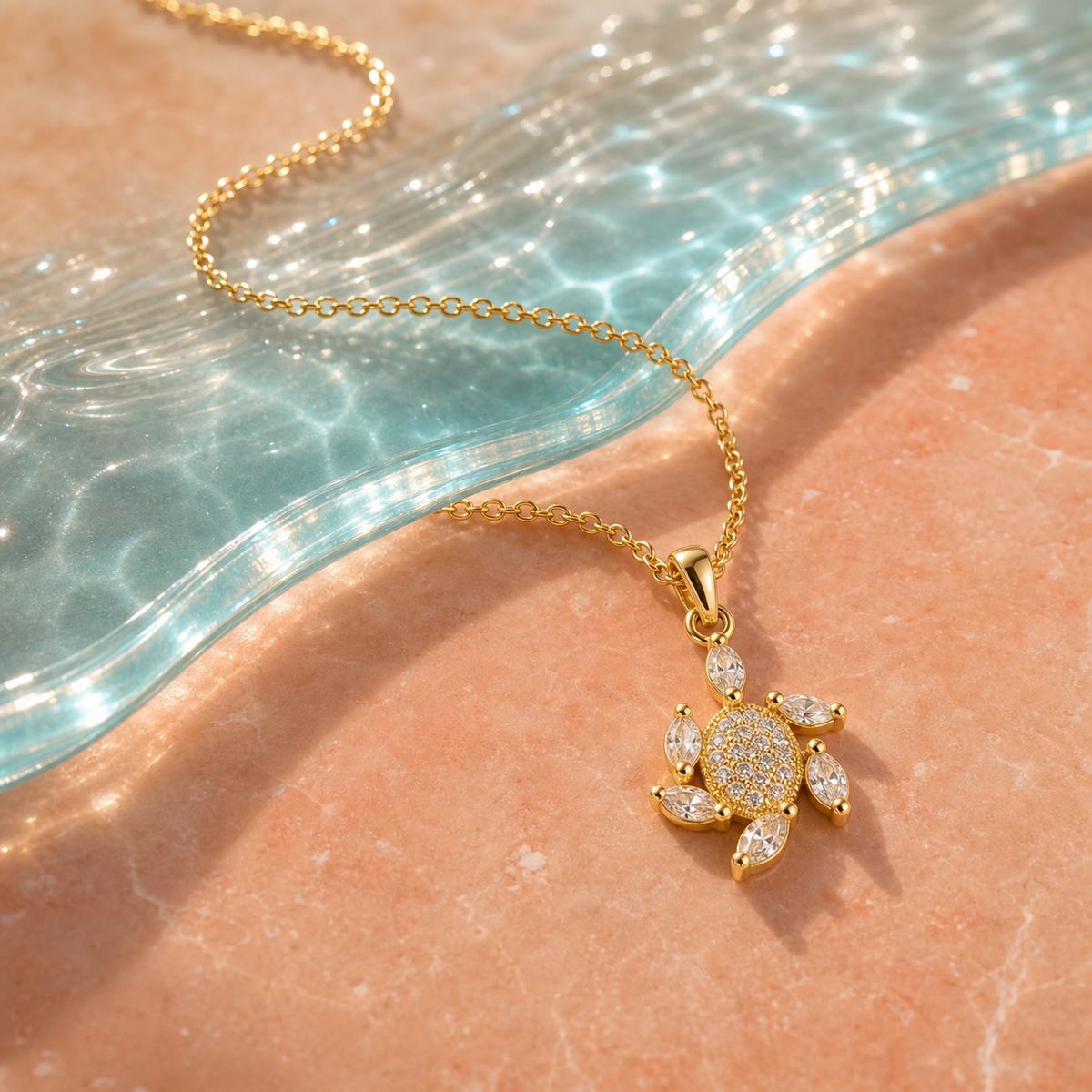 Golden Sea Turtle Charm Pendant product image 5