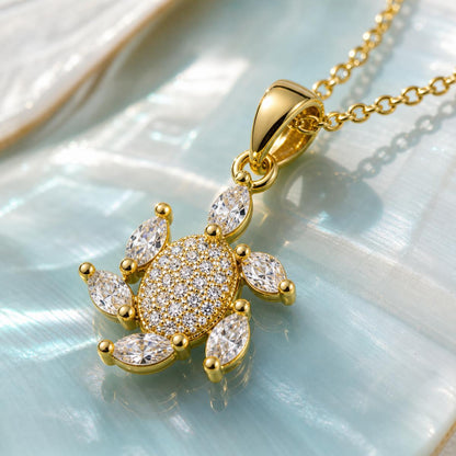 Golden Sea Turtle Charm Pendant design detail