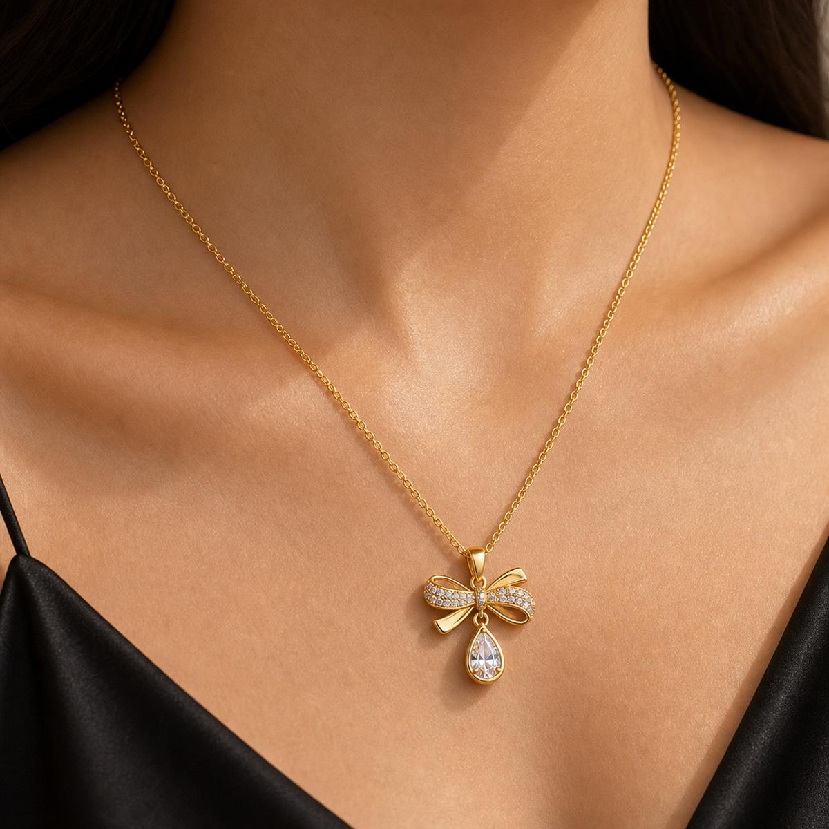 Golden Seraphina Bow Drop Pendant product image 3