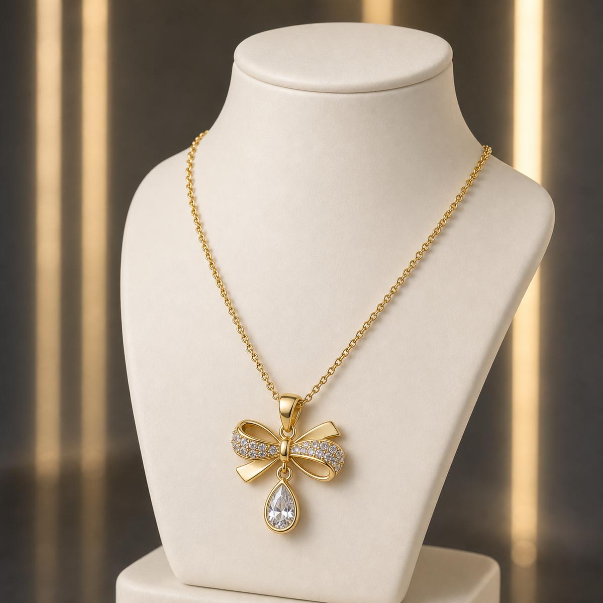 Golden Seraphina Bow Drop Pendant product image 6