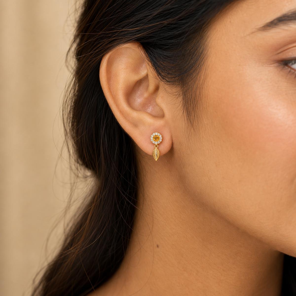 Golden Sienna Leaf Earrings product image 7