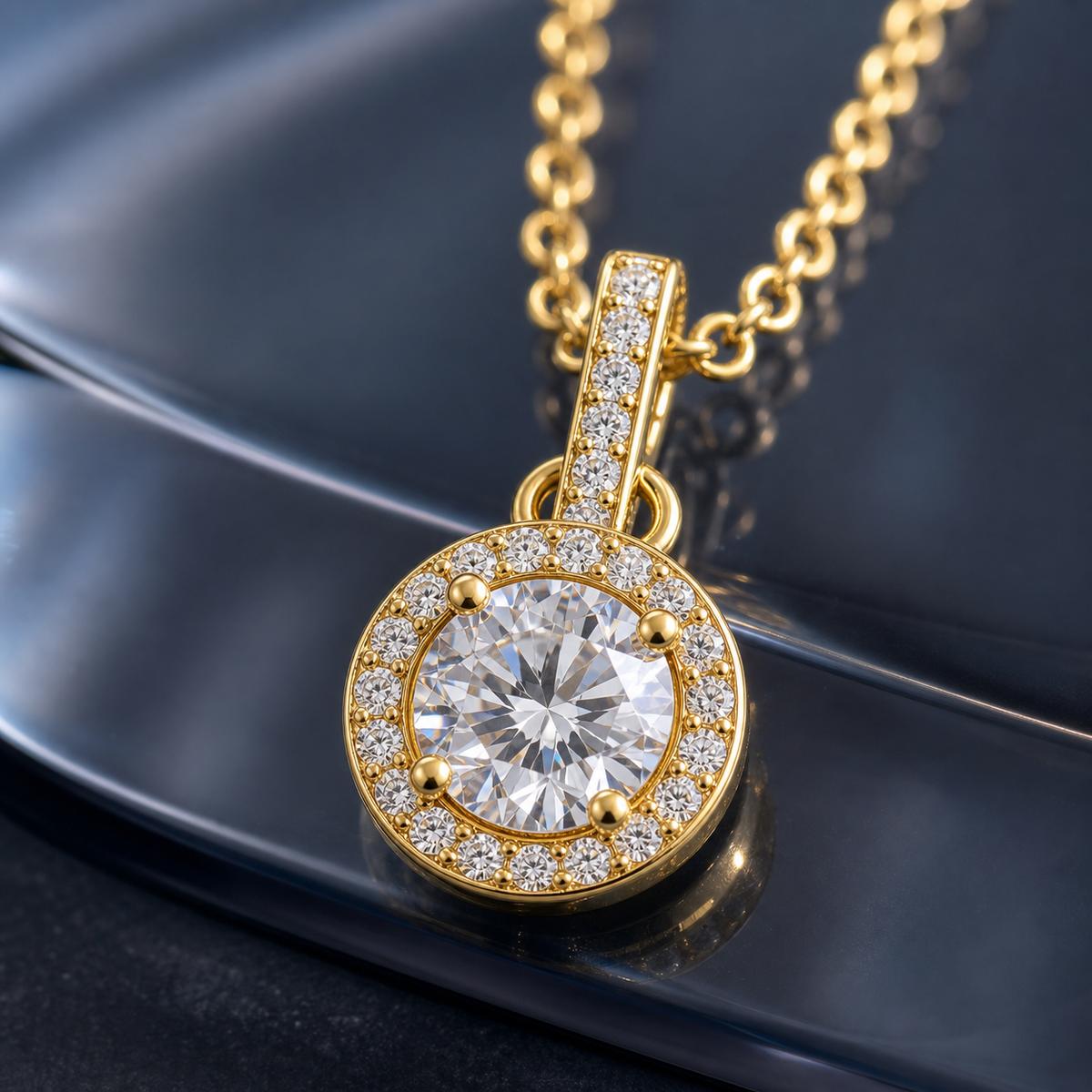 Golden Solara Halo Pendant design detail