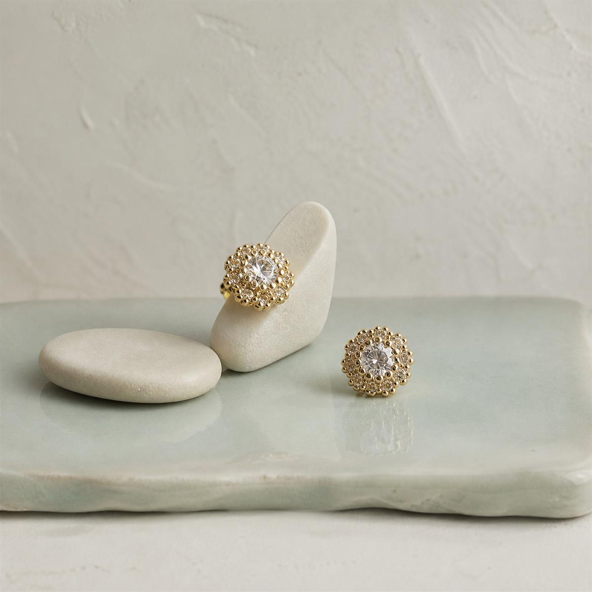 Golden Solara Rosette Halo Earrings product image 5