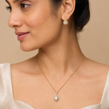 Golden Solitaire Round Halo Jewellery Set product image 6