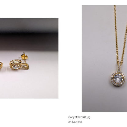Golden Solitaire Round Halo Jewellery Set product image 7