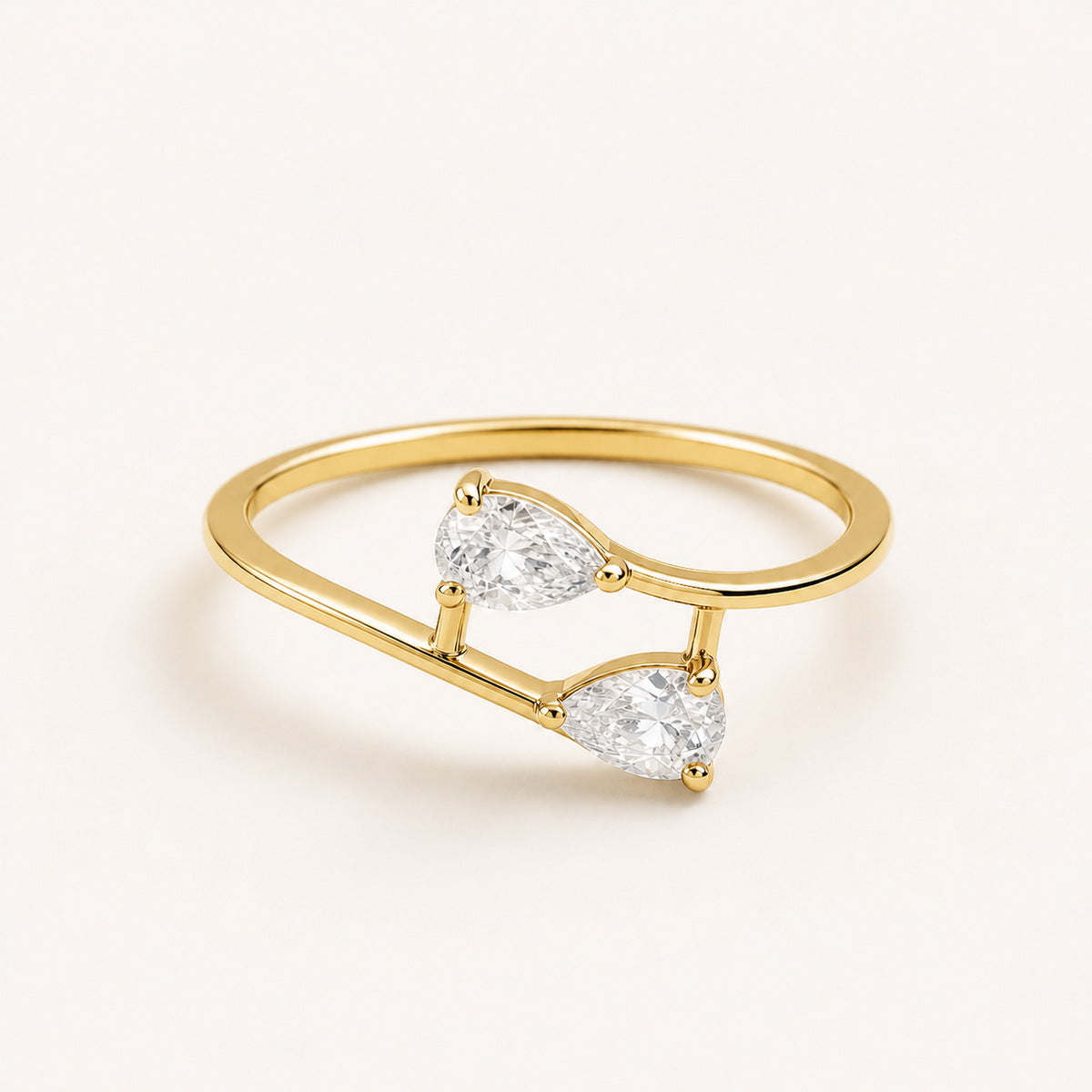 Golden Adjustable Twin Pear Ring product image 1