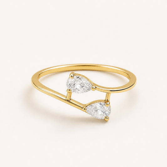 Golden Adjustable Twin Pear Ring product image 1