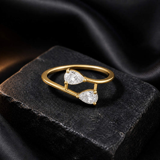 Golden Adjustable Twin Pear Ring product image 2