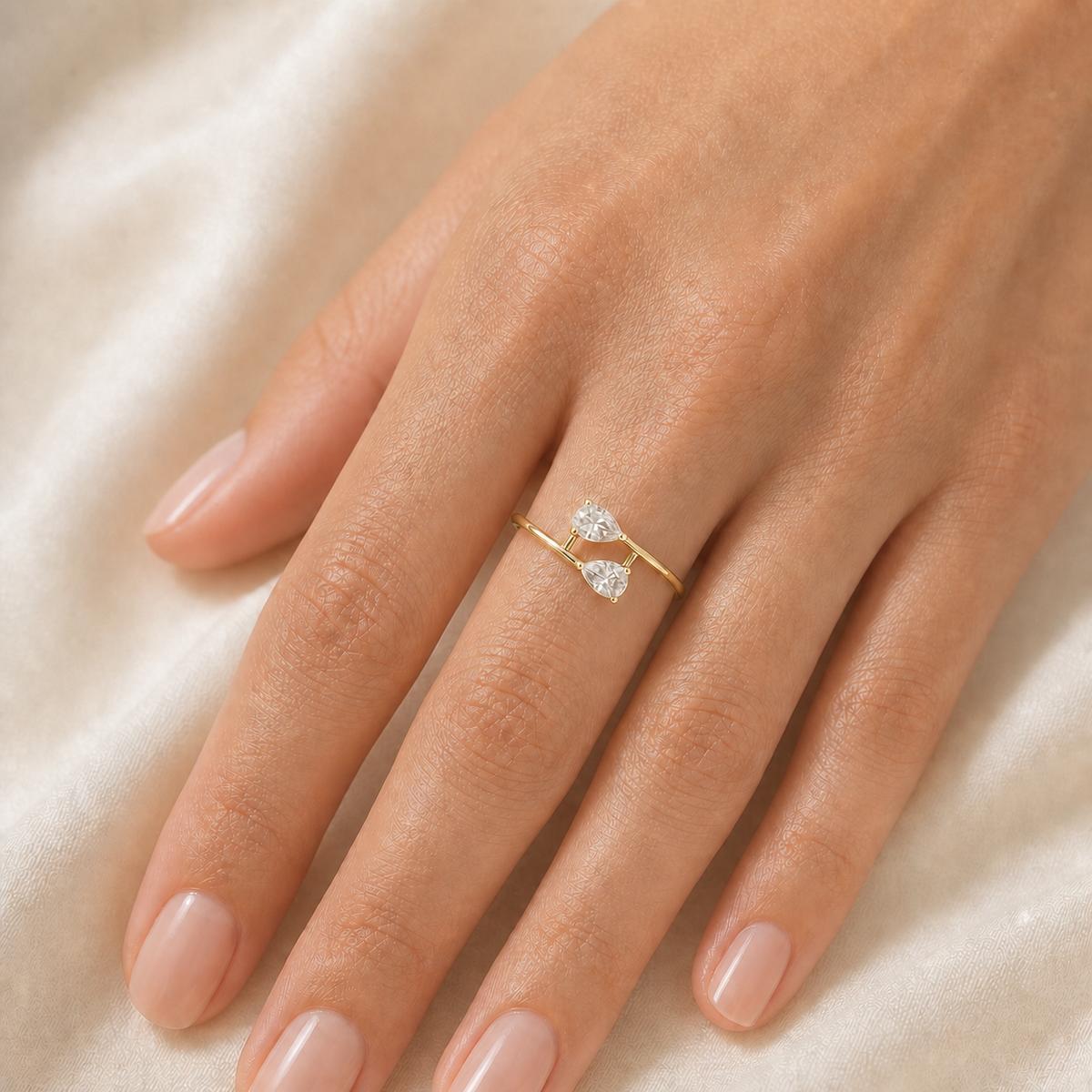 Golden Adjustable Twin Pear Ring product image 3