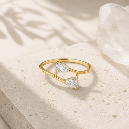 Golden Adjustable Twin Pear Ring product image 5
