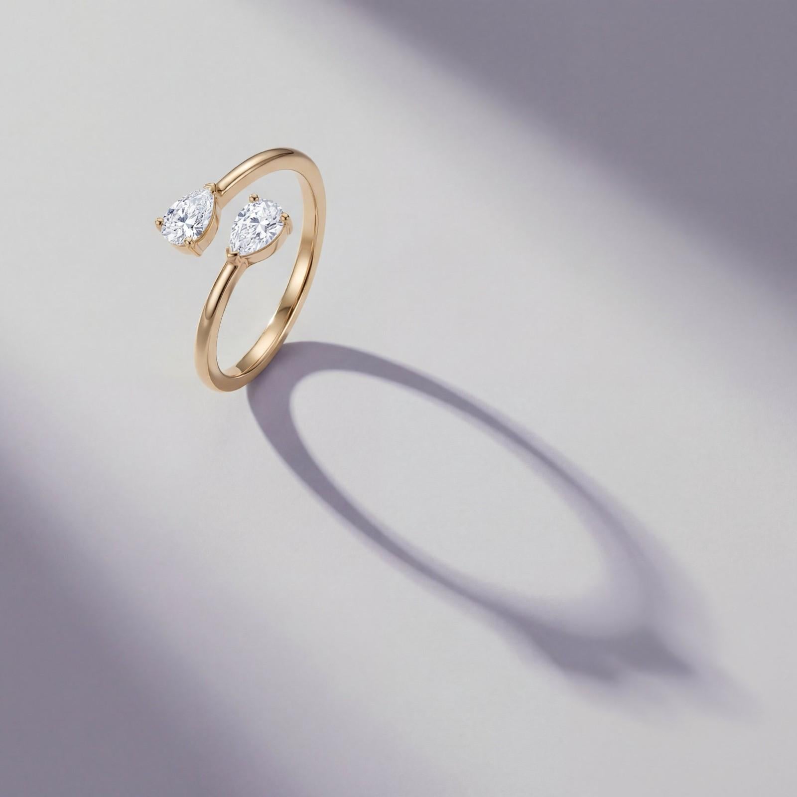 Golden Adjustable Twin Pear Ring product image 2