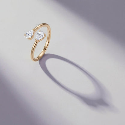 Golden Adjustable Twin Pear Ring product image 2