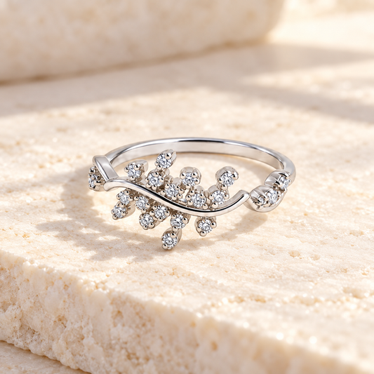 Silver Sparkling Vine Ring
