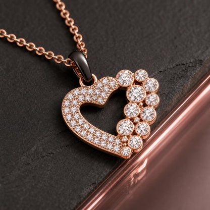 Rose Gold Amora Heart Cascade Pendant design detail