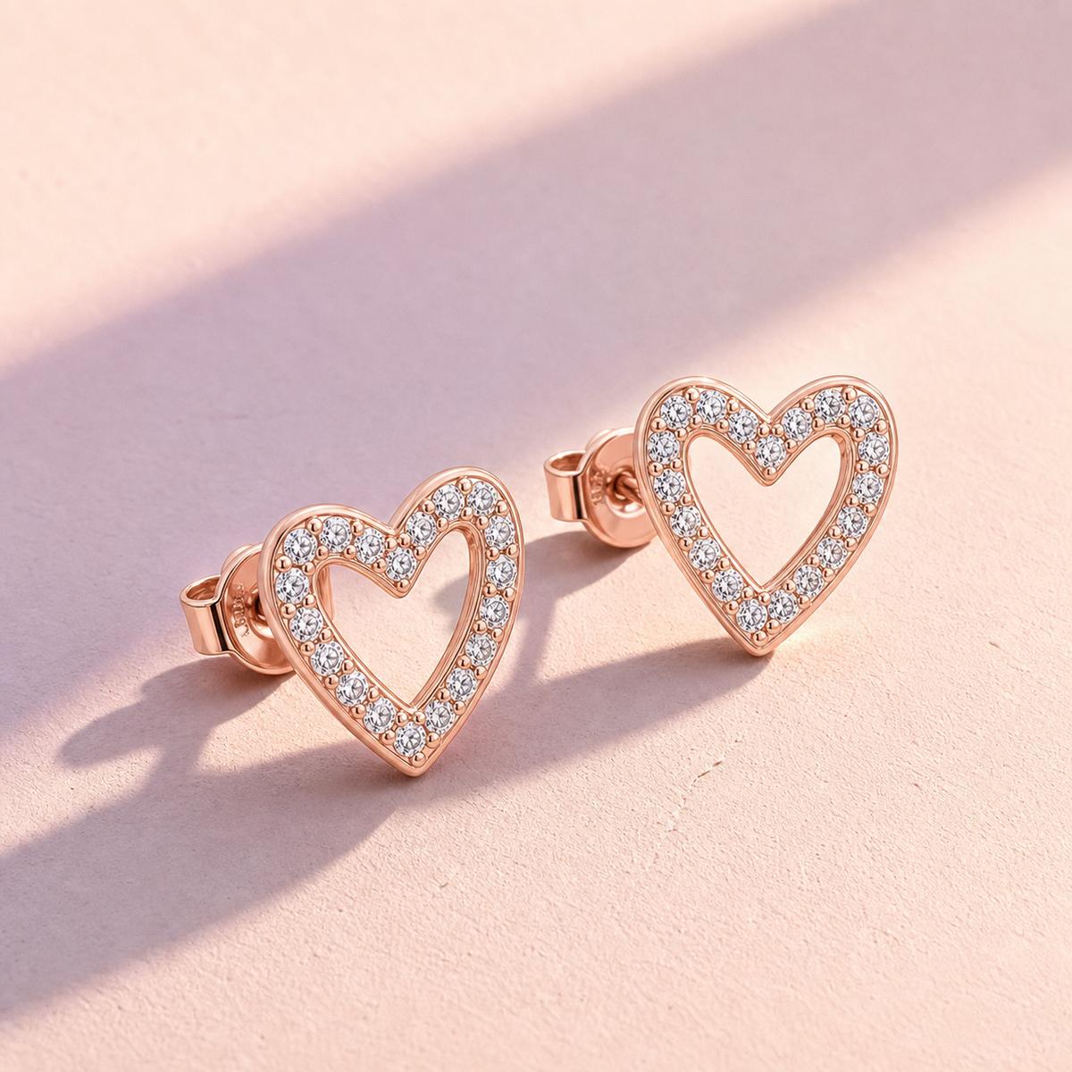Rose Gold Amora Open Heart Earrings product image 5