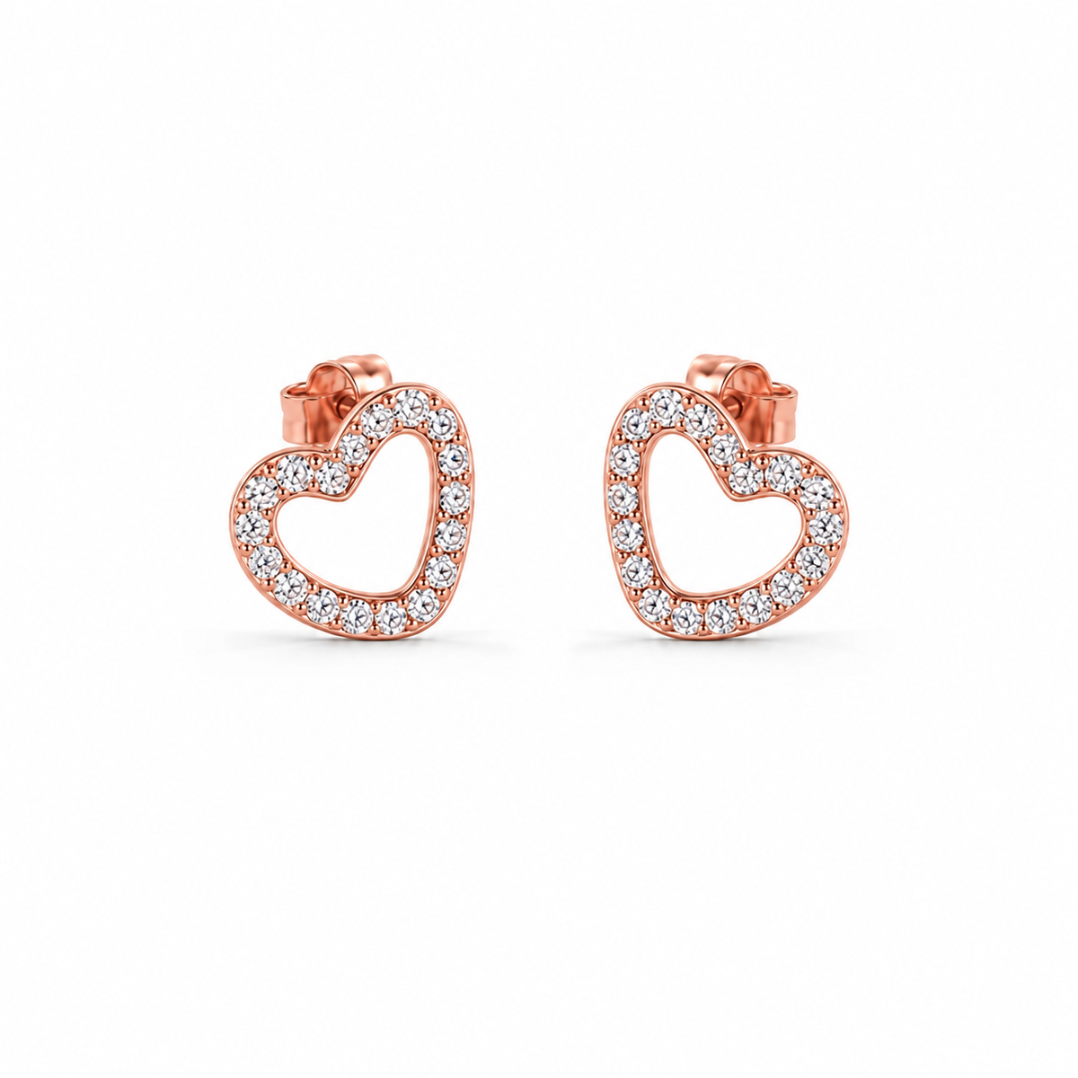 Rose Gold Amora Open Heart Earrings