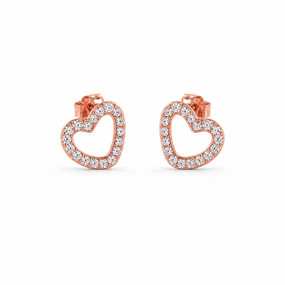 Rose Gold Amora Open Heart Earrings