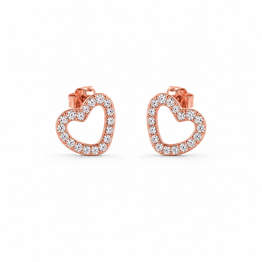 Rose Gold Amora Open Heart Earrings