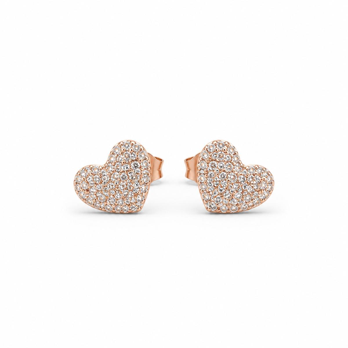 Rose Gold Amora Pave Heart Earrings product image 1