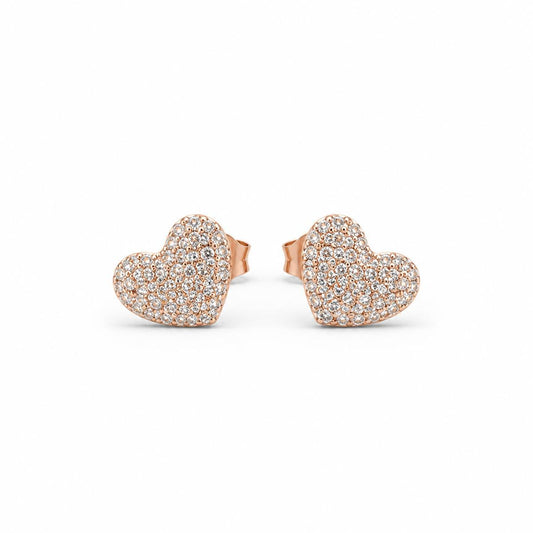Rose Gold Amora Pave Heart Earrings product image 1