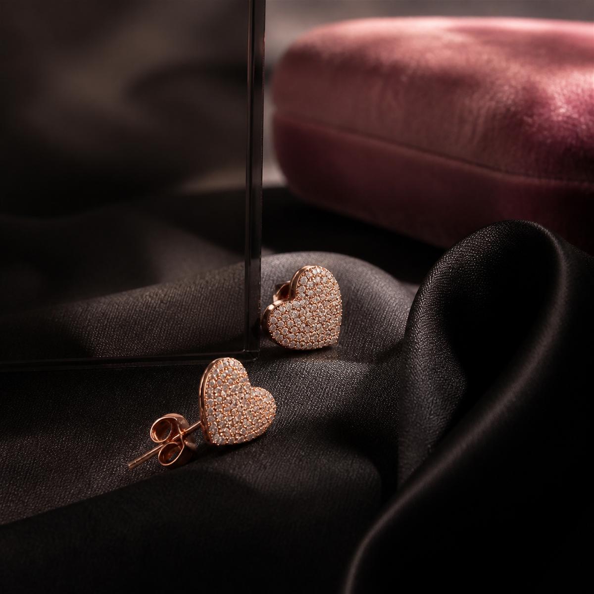 Rose Gold Amora Pave Heart Earrings product image 2