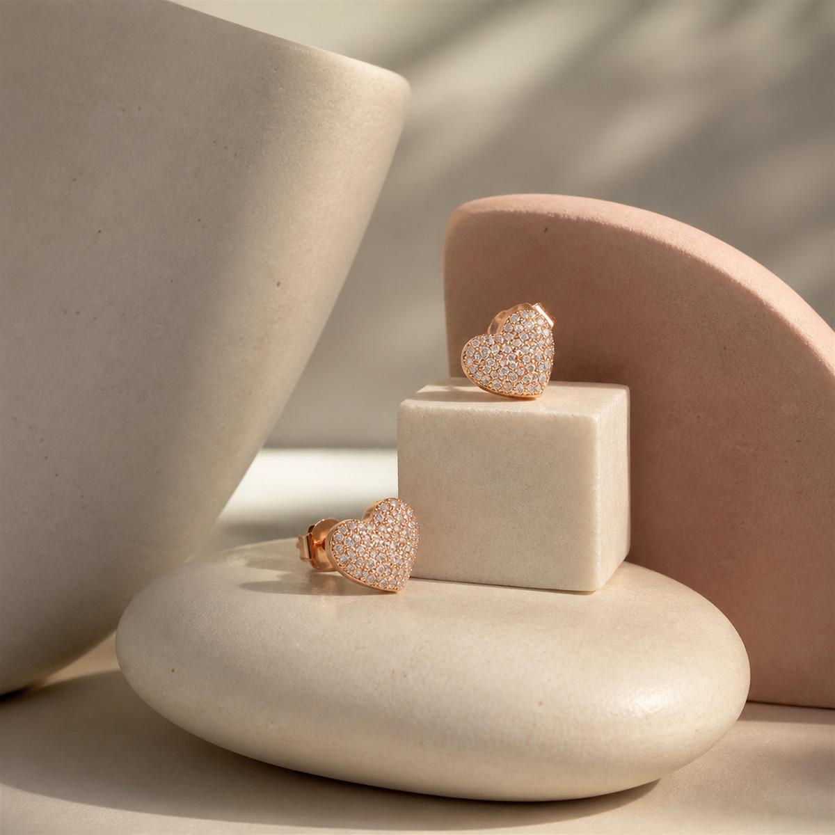 Rose Gold Amora Pave Heart Earrings product image 5