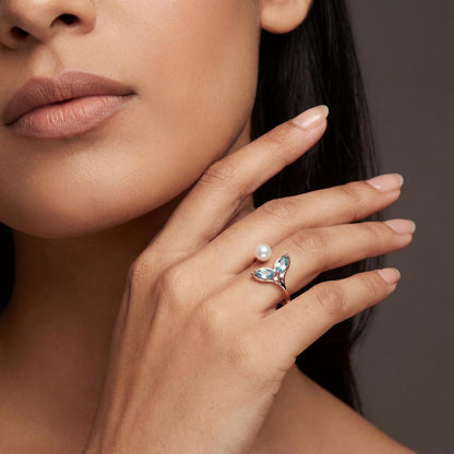 Rose Gold Adjustable Aqua Bloom Ring product image 7