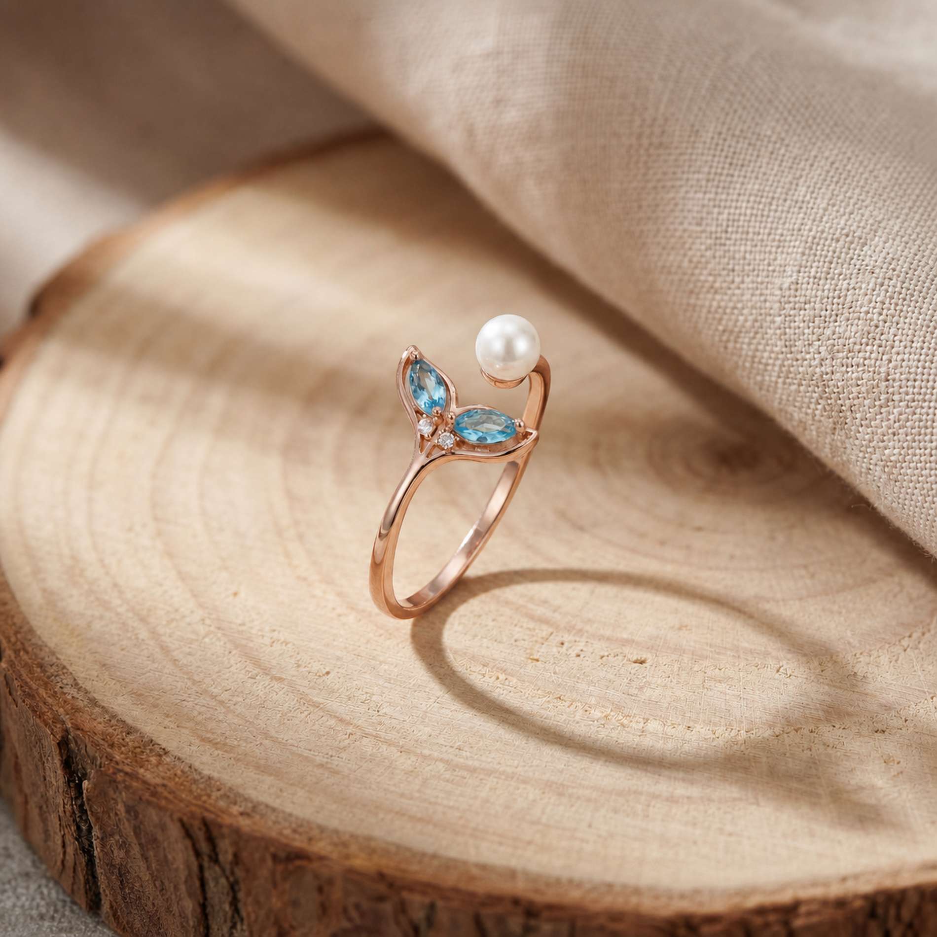 Rose Gold Adjustable Aqua Bloom Ring product image 4