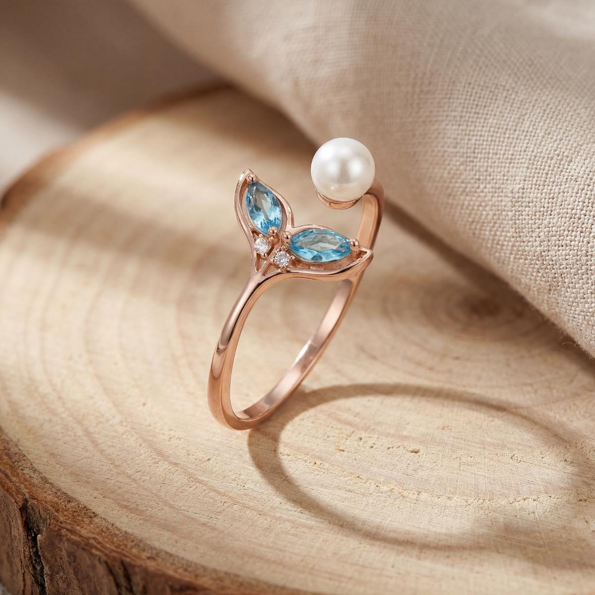 Rose Gold Adjustable Aqua Bloom Ring product image 5
