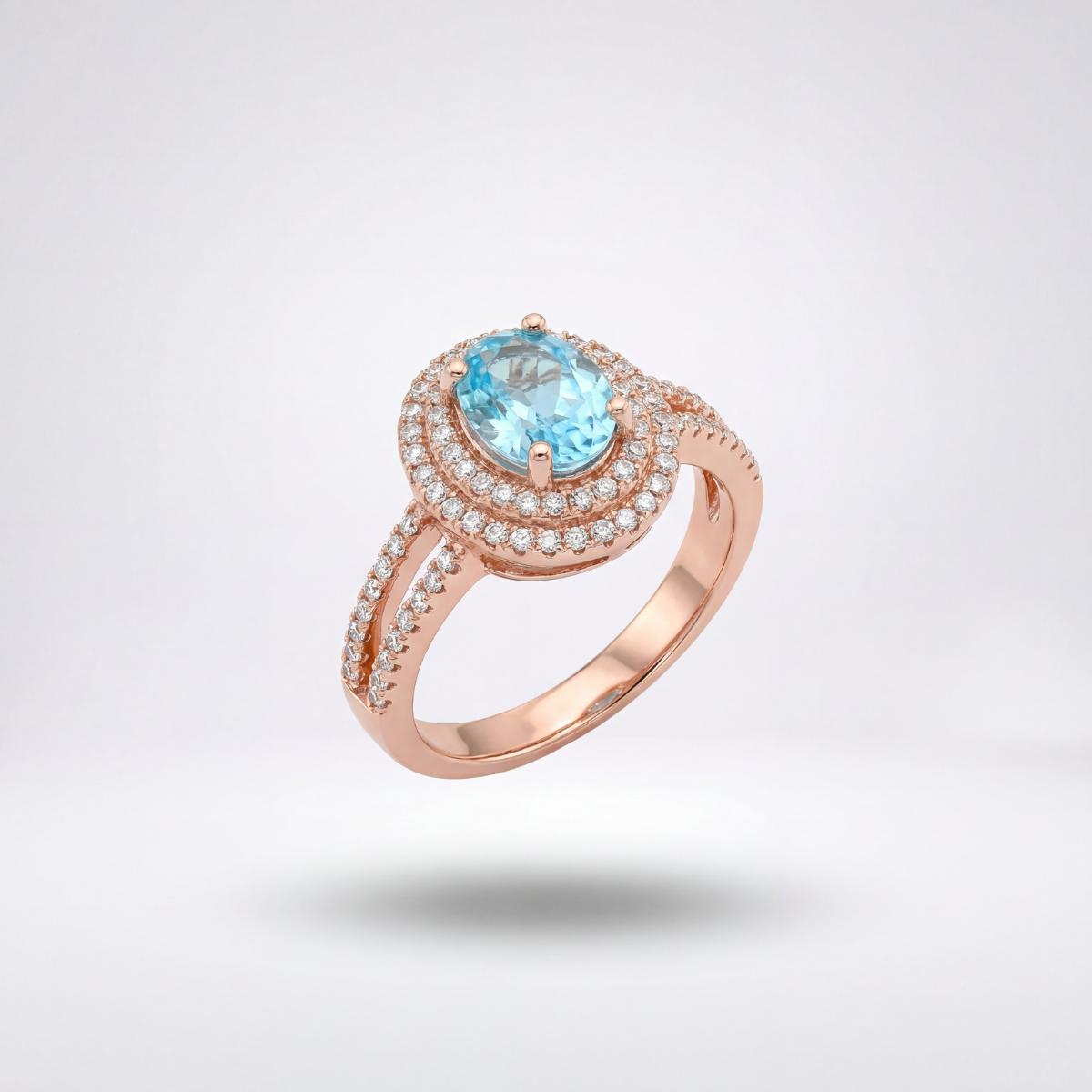 Rose Gold Aqua Halo Ring product image 1
