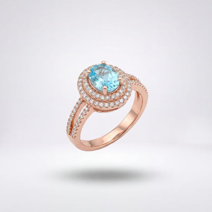 Rose Gold Aqua Halo Ring product image 1