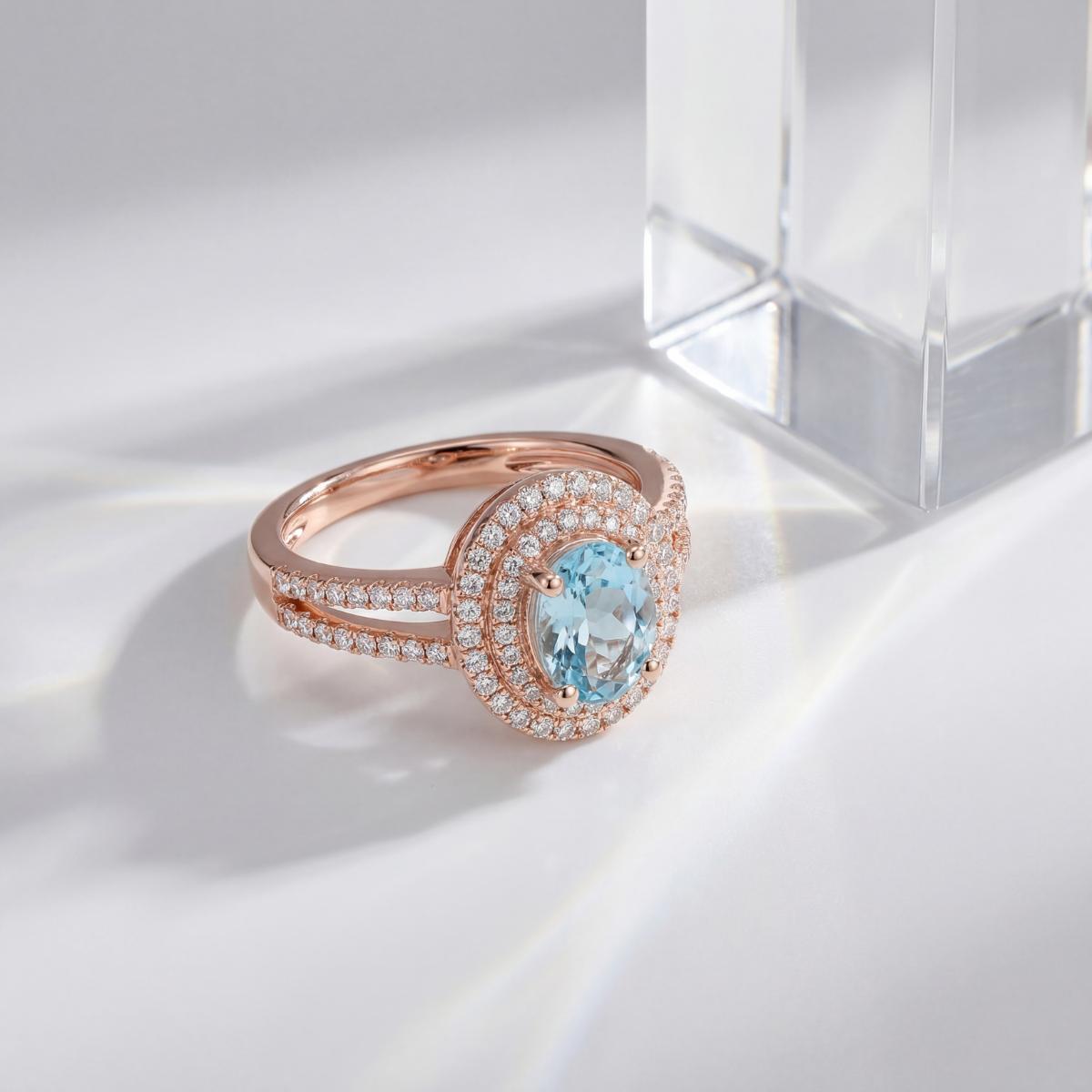 Rose Gold Aqua Halo Ring product image 2