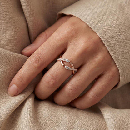Rose Gold Adjustable Arc Ring design detail