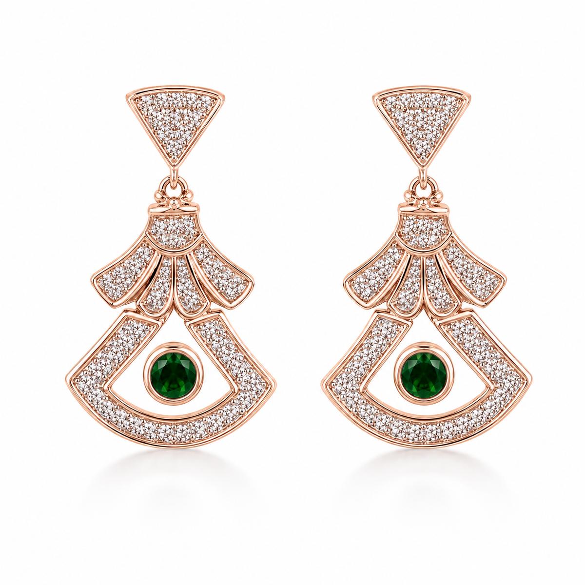 Rose Gold Arcadia Emerald Fan Earrings product image 1