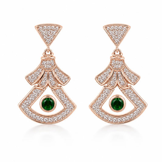 Rose Gold Arcadia Emerald Fan Earrings product image 1